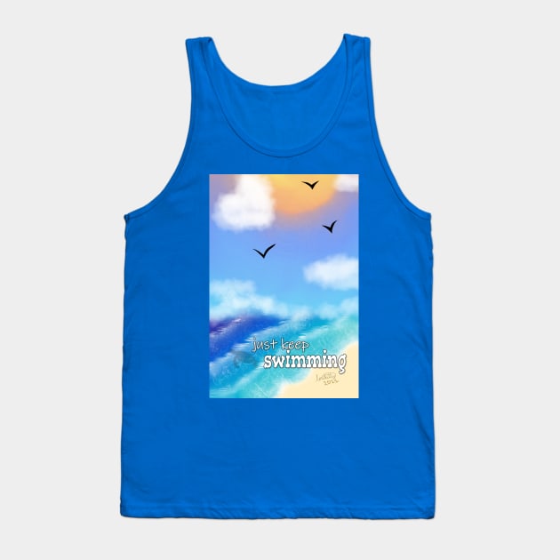 Just Keep Swimming Turtle Beach Tank Top by lorikitty